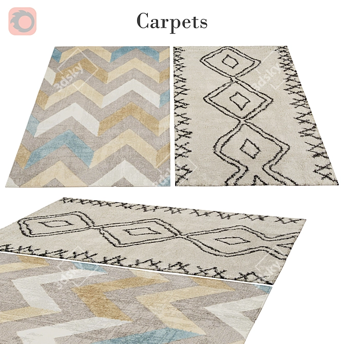 Modern Rug with 3,888 Polygons 3D model image 1