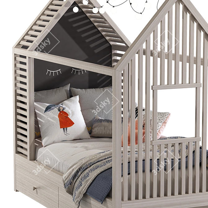House Shape Kids Bed 3D model image 3