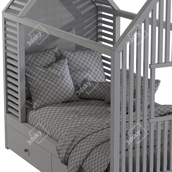 House Shape Kids Bed 3D model image 5