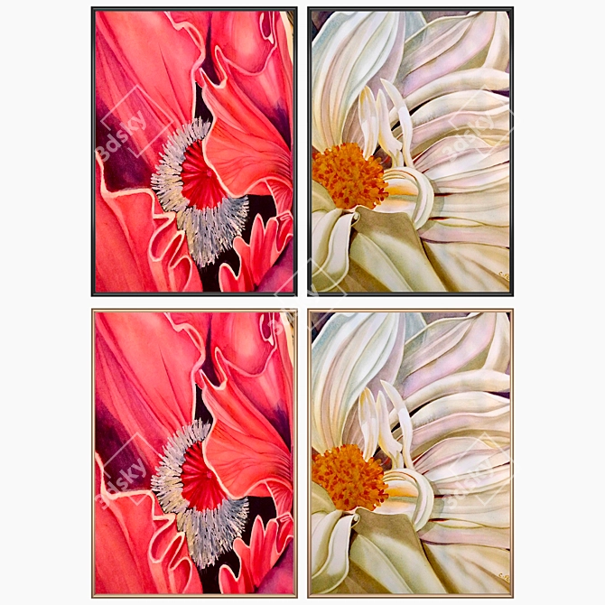 Modern Wall Art Set with Multiple Frames 3D model image 2