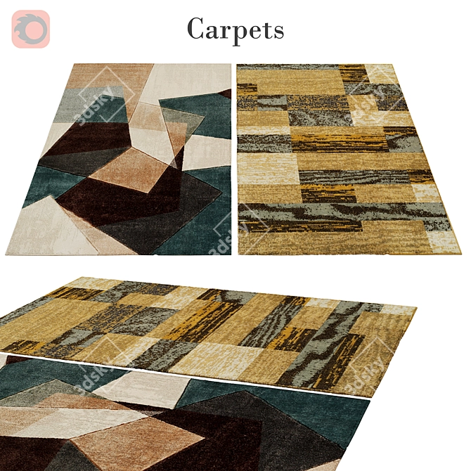 Elegant Polys Vets Rug 3D model image 1