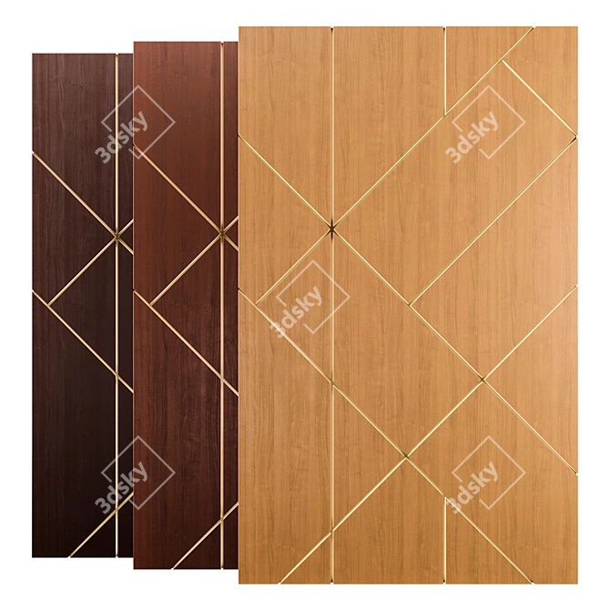 Modern Wood Wall Panel Set 3D model image 1