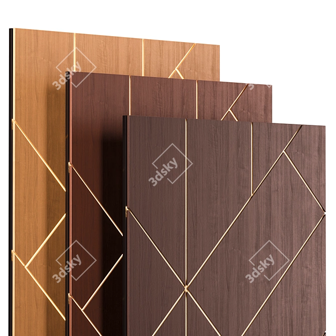 Modern Wood Wall Panel Set 3D model image 2