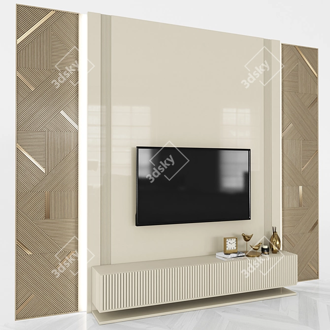 Modern TV Wall Set with 55" TV 3D model image 2