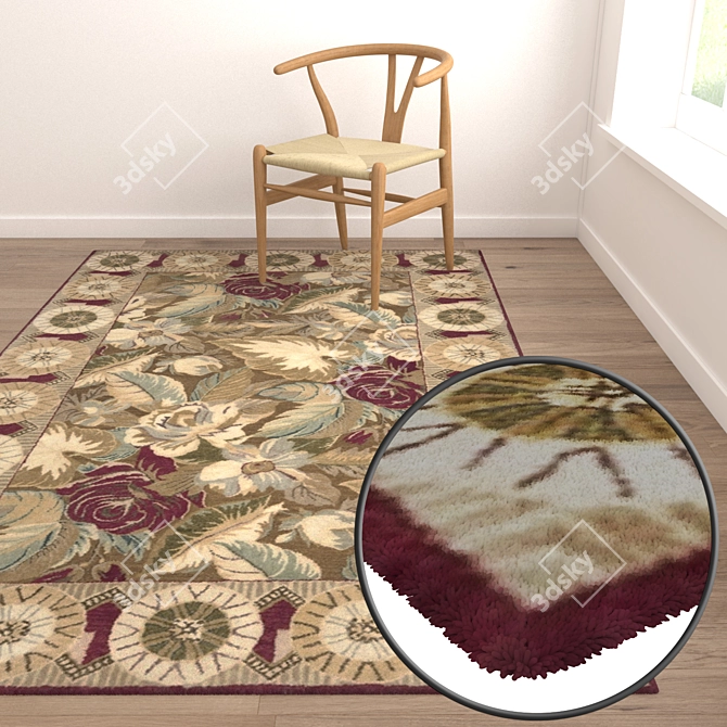 Luxury Textured Carpet Set 3D model image 5