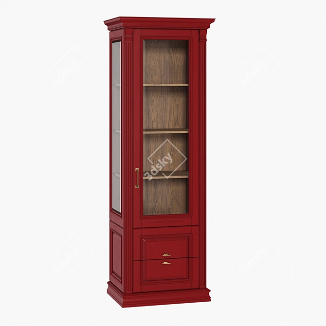 RIMAR Single Door Showcase with Drawers - Stylish Storage Solution 3D model image 1