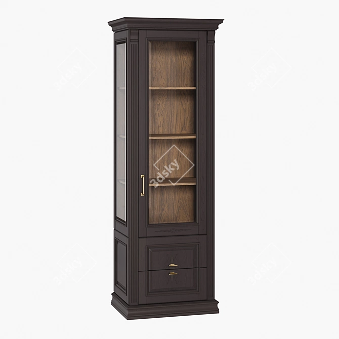 RIMAR Single Door Showcase with Drawers - Stylish Storage Solution 3D model image 2