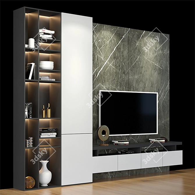 Modern TV Stand with V-Ray Compatibility 3D model image 1