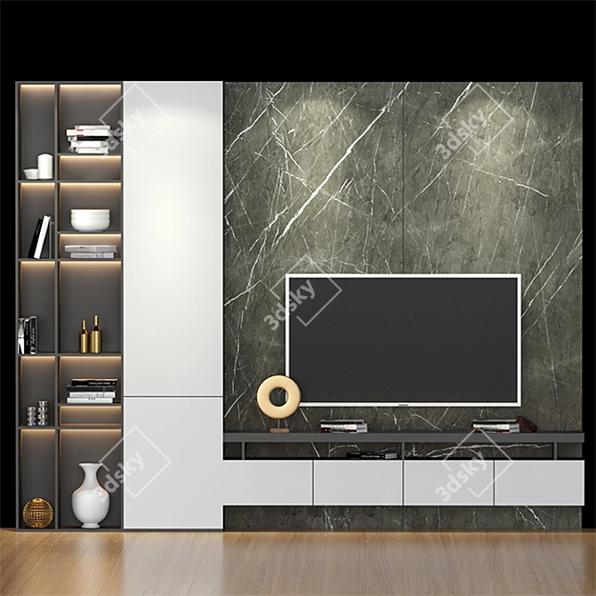 Modern TV Stand with V-Ray Compatibility 3D model image 2