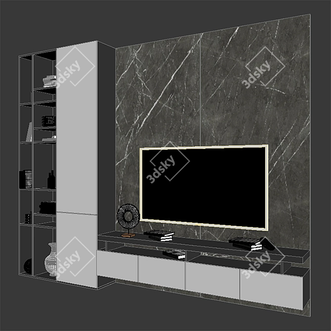 Modern TV Stand with V-Ray Compatibility 3D model image 3