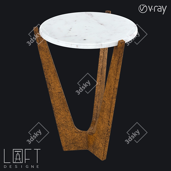 Minimalist Metal and Stone Coffee Table 3D model image 1