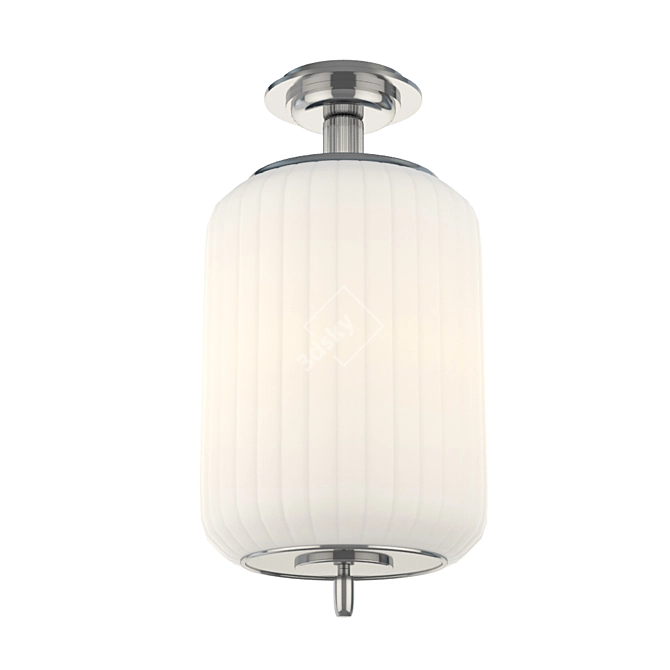 Eden Semi-Flush Mount: Polished Nickel & White Glass 3D model image 1