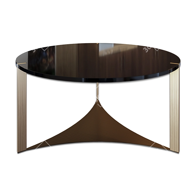 Sleek Black Round Coffee Table 3D model image 1