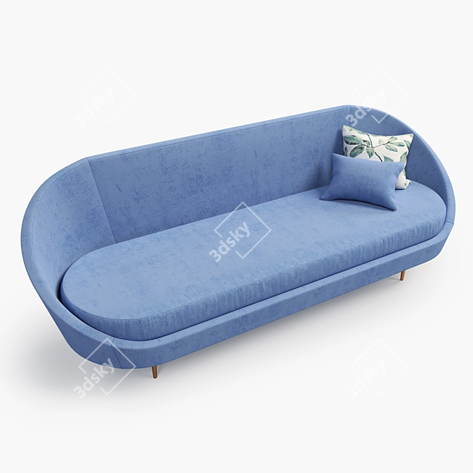 Elegant Blue Velvet Curved Sofa 3D model image 4