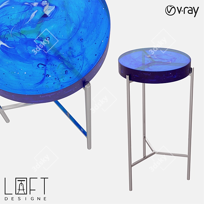 Elegant Metal and Glass Coffee Table 3D model image 1