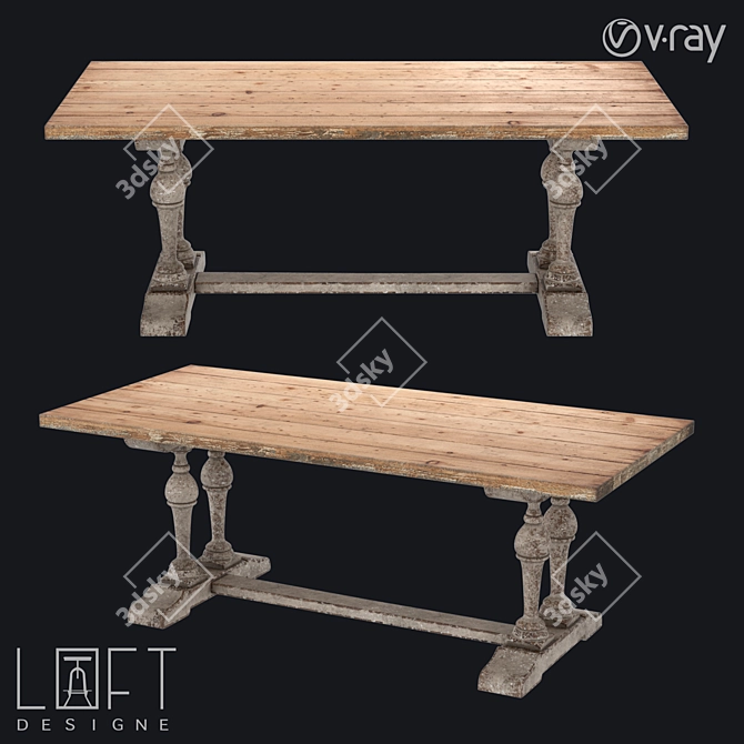 LoftDesign Dining Table: Modern Wood 60652 3D model image 1