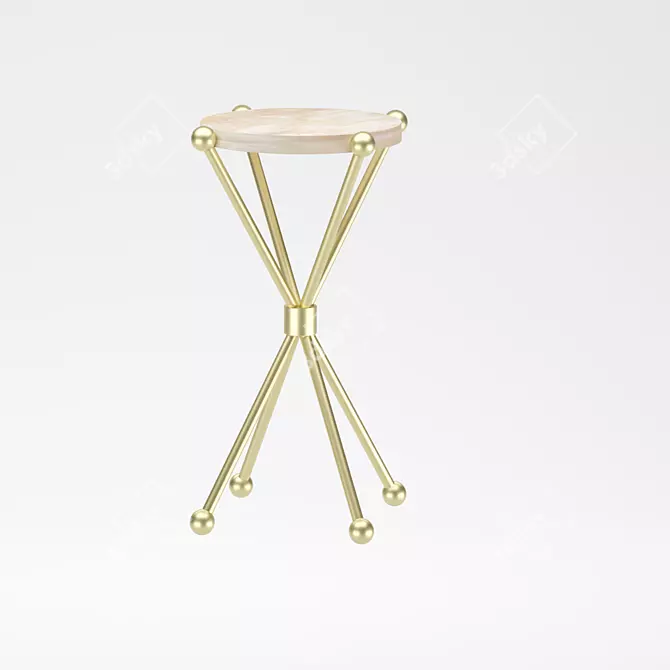 Elegant Golden Table Set 3D model image 2