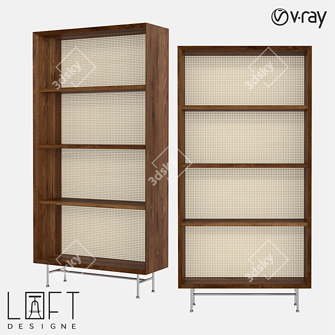 Modern Wood and Metal Shelving Unit - LoftDesigne 80500 3D model image 1