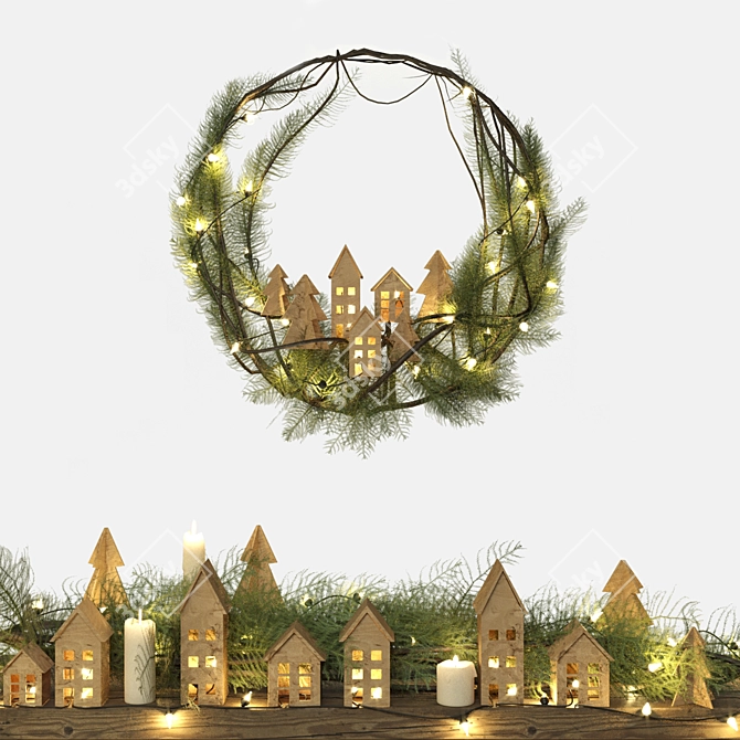 Modern Rustic Christmas Decor Set 3D model image 2