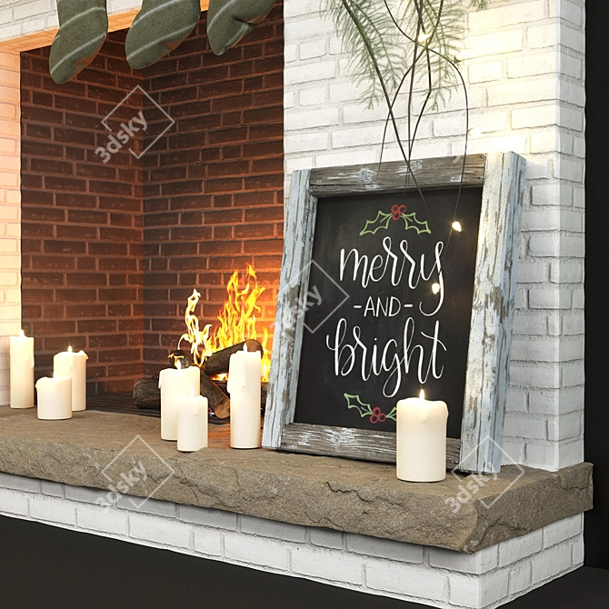 Modern Rustic Christmas Decor Set 3D model image 3