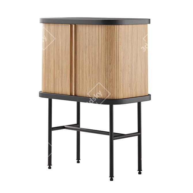 Modern Rustic Jalousie Bedside Table 3D model image 1