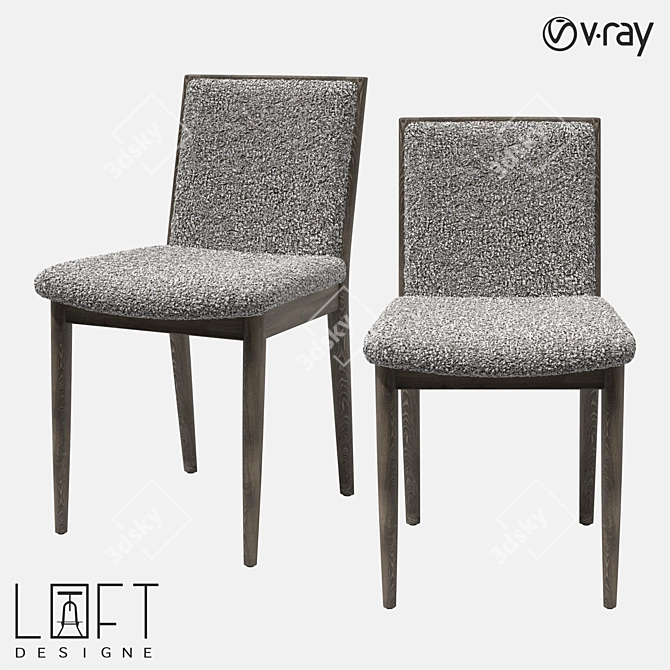 Modern Wooden Chair with Fabric Upholstery 3D model image 1