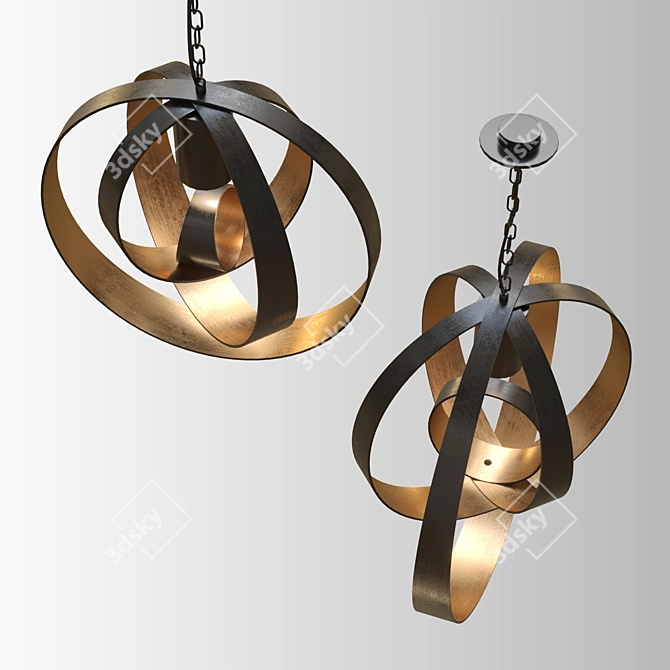 Bronze Lunar Pendant Lamp 3D model image 3