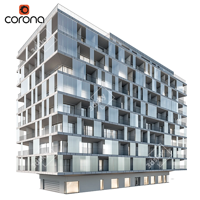 Modern Residential Building 3D Model 3D model image 2