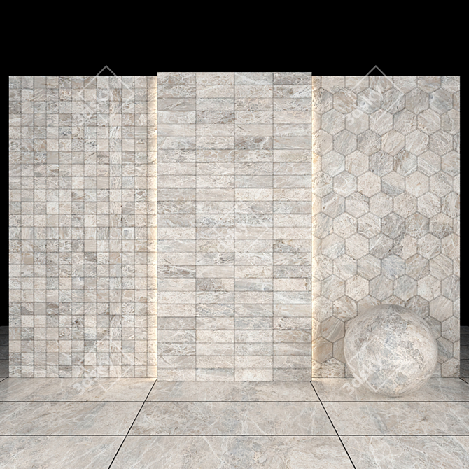 Lizard Gray Marble - Textured Slabs & Tiles 3D model image 3