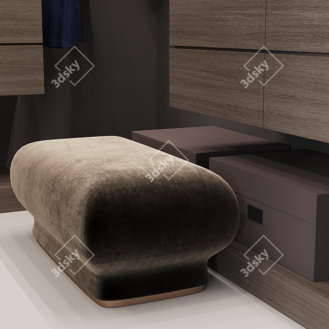 Modern Glass Paneled Wardrobe 3D model image 4