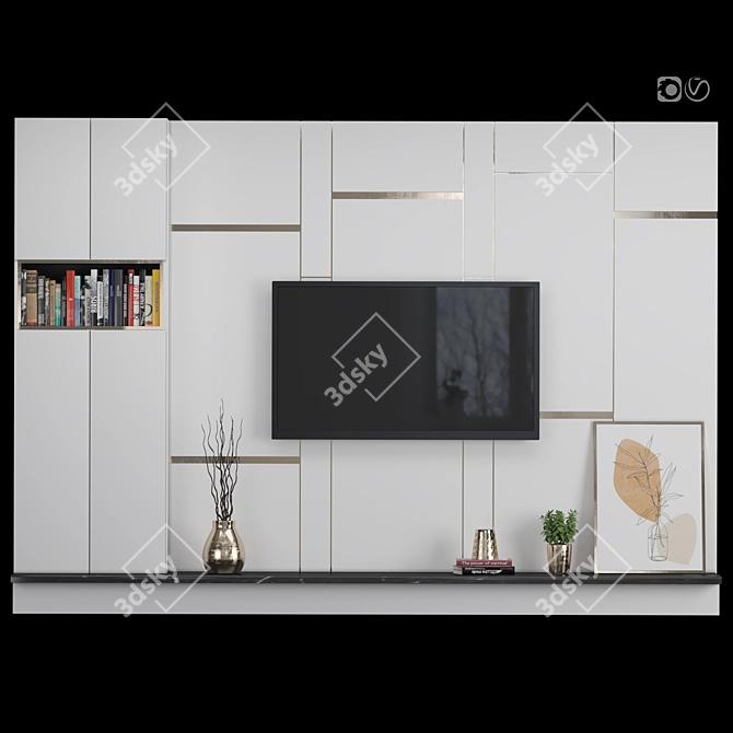 Modular TV Wall: High-Quality Design 3D model image 1