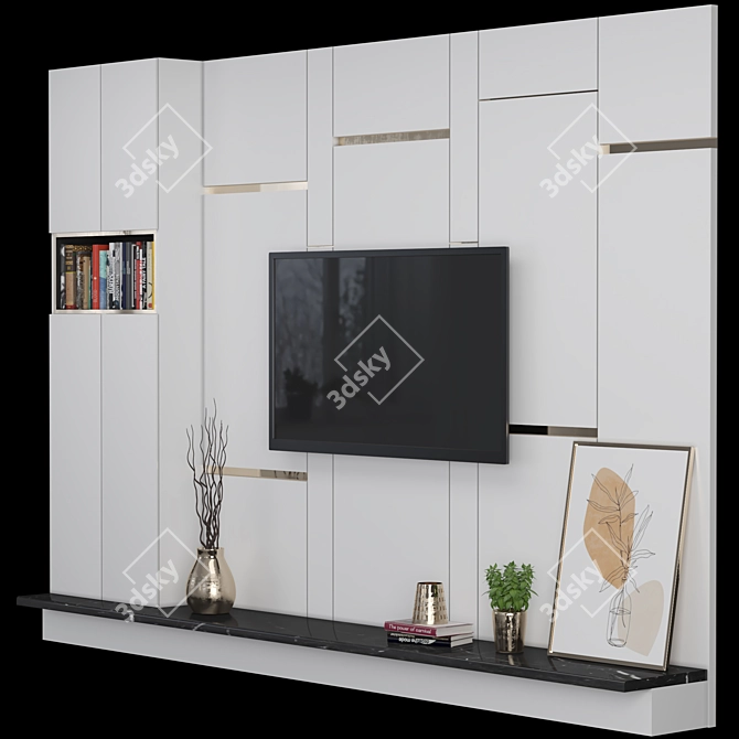 Modular TV Wall: High-Quality Design 3D model image 3