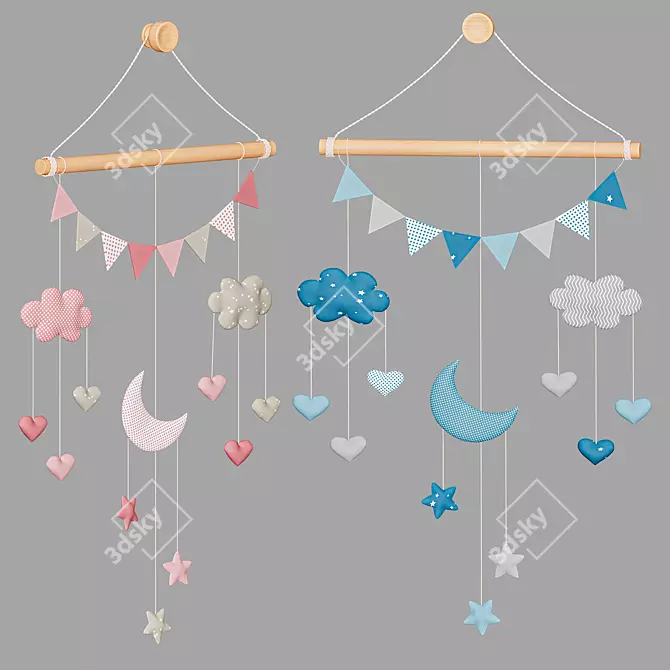 Dreamy Boho Nursery Mobile 3D model image 1