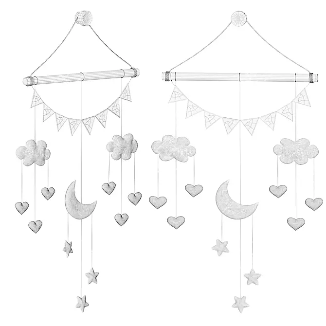 Dreamy Boho Nursery Mobile 3D model image 3