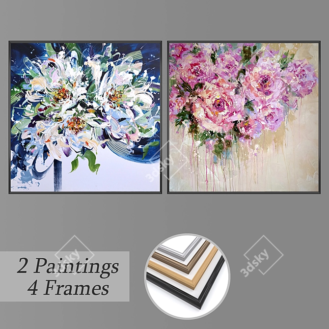 Versatile Wall Art Set: 2 Paintings, 4 Frame Options 3D model image 1