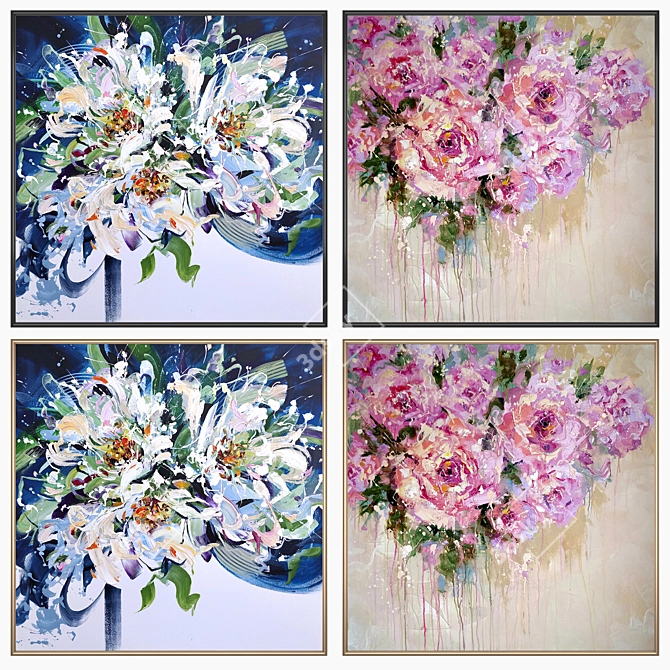 Versatile Wall Art Set: 2 Paintings, 4 Frame Options 3D model image 2