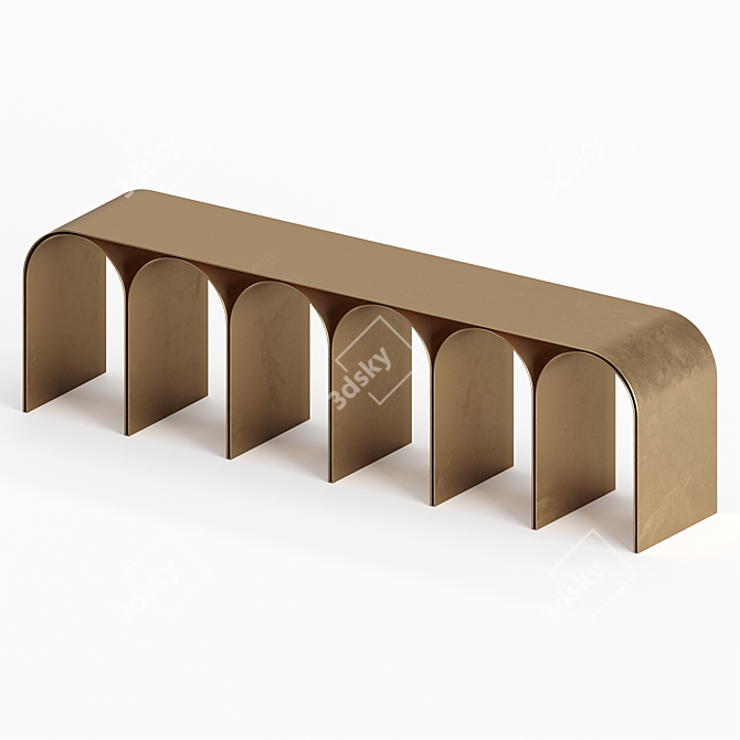 Minimalist Brass Arch Bench 3D model image 1