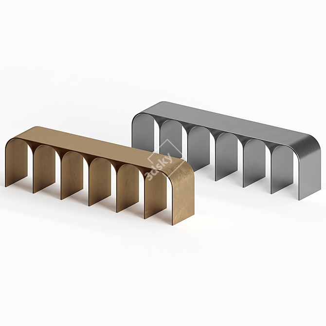 Minimalist Brass Arch Bench 3D model image 3