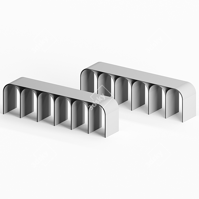 Minimalist Brass Arch Bench 3D model image 4