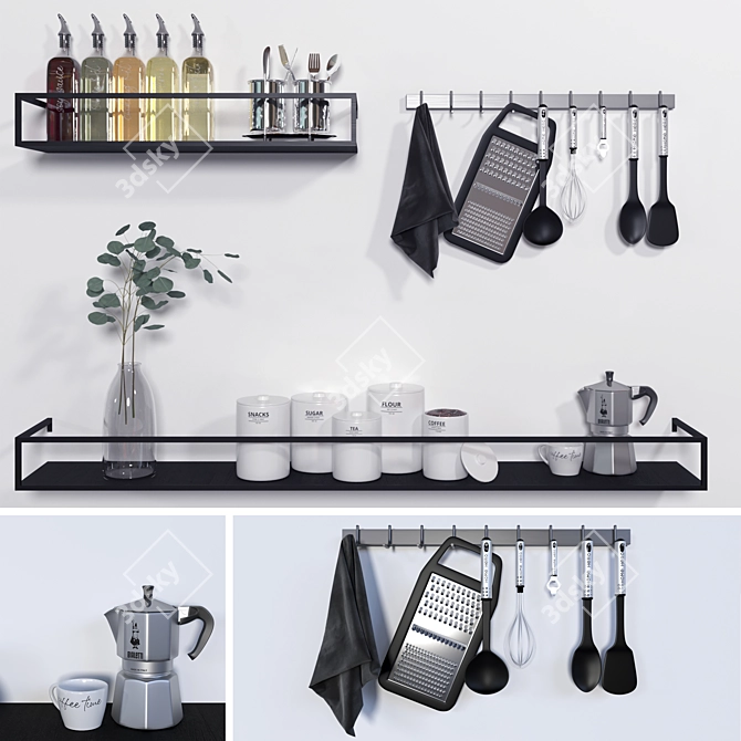 Modern Kitchen Essentials Set 3D model image 1