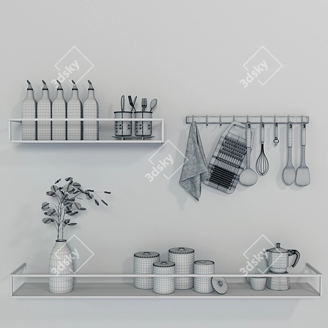 Modern Kitchen Essentials Set 3D model image 6