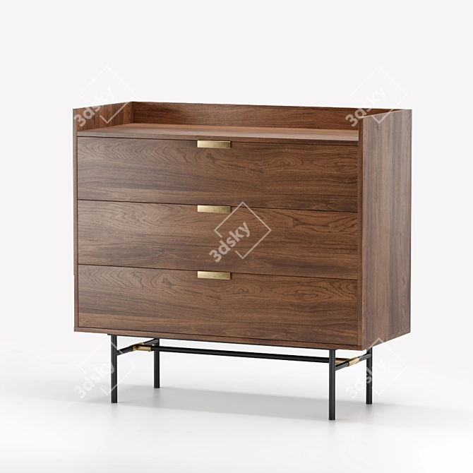 Botello Walnut Chest of Drawers - Stylish & Spacious 3D model image 1