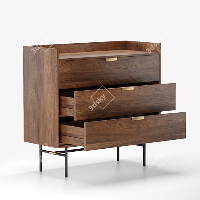 Botello Walnut Chest of Drawers - Stylish & Spacious 3D model image 2