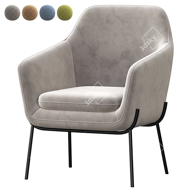 Sleek Trim Armchair 3D model image 1