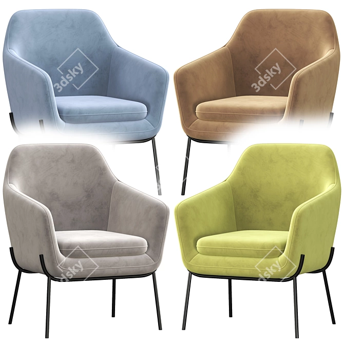 Sleek Trim Armchair 3D model image 2