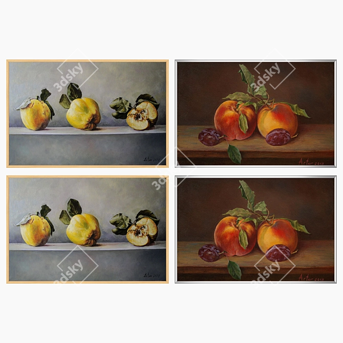 Modern Wall Art Set with 2 Paintings 3D model image 3