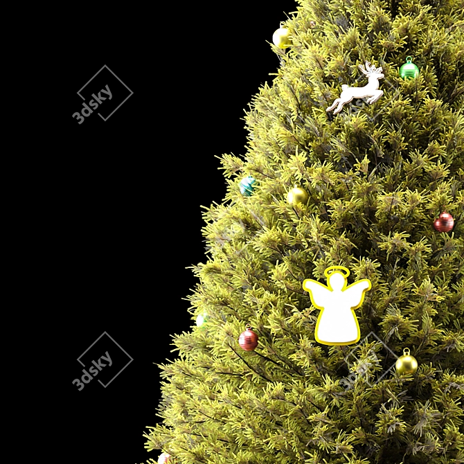 Festive Christmas Tree - 3D Model 3D model image 3