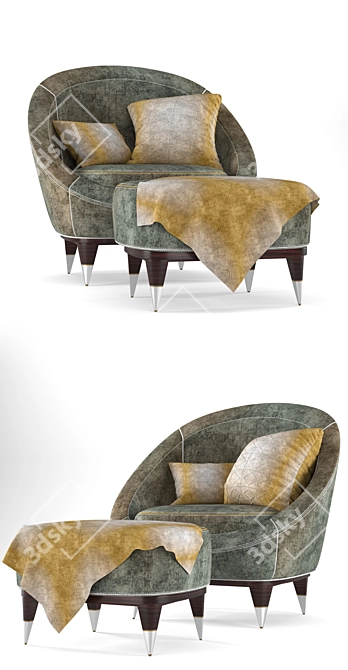 Elegante Nubuck Modern Armchair 3D model image 3