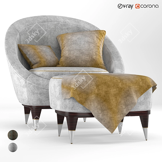 Elegante Nubuck Modern Armchair 3D model image 6