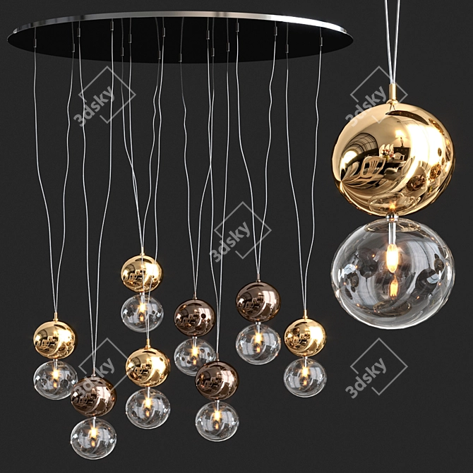 Stunning Apollo Chandelier: A Favaretto Masterpiece 3D model image 1